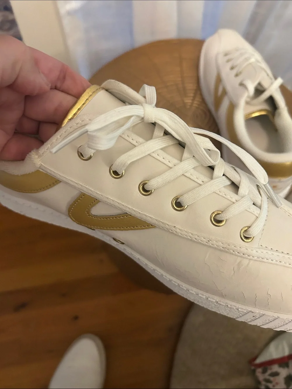 Tretorn Draper James White Sneakers with Gold Accent Lace-Up size 11